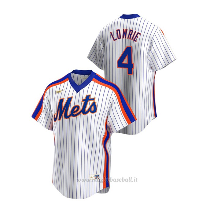 Maglia Baseball Uomo New York Mets Jed Lowrie Cooperstown Collection Primera Bianco